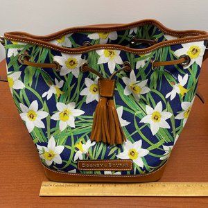 DOONEY & BOURKE Daffodil Flower Drawstring Tassel Hobo / Shoulder Bag